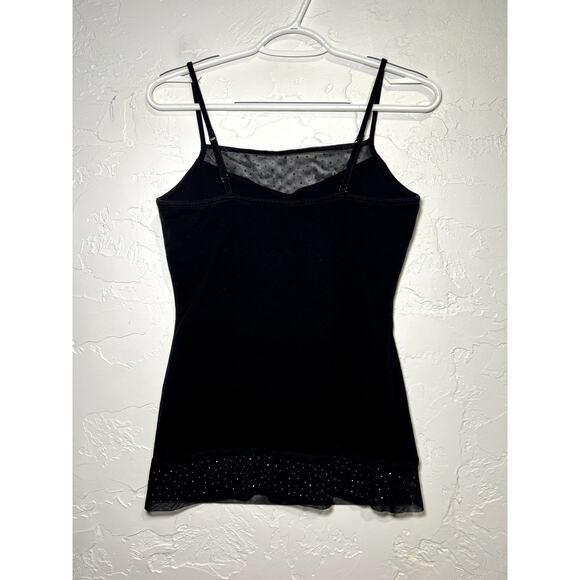 Express jeweled stretch mesh trim cami tank top built in bra womens medium y2k - Picture 4 of 9